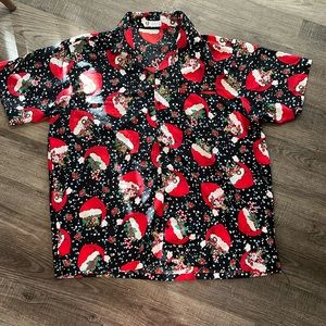 Santa Christmas 4XL button down short sleeve